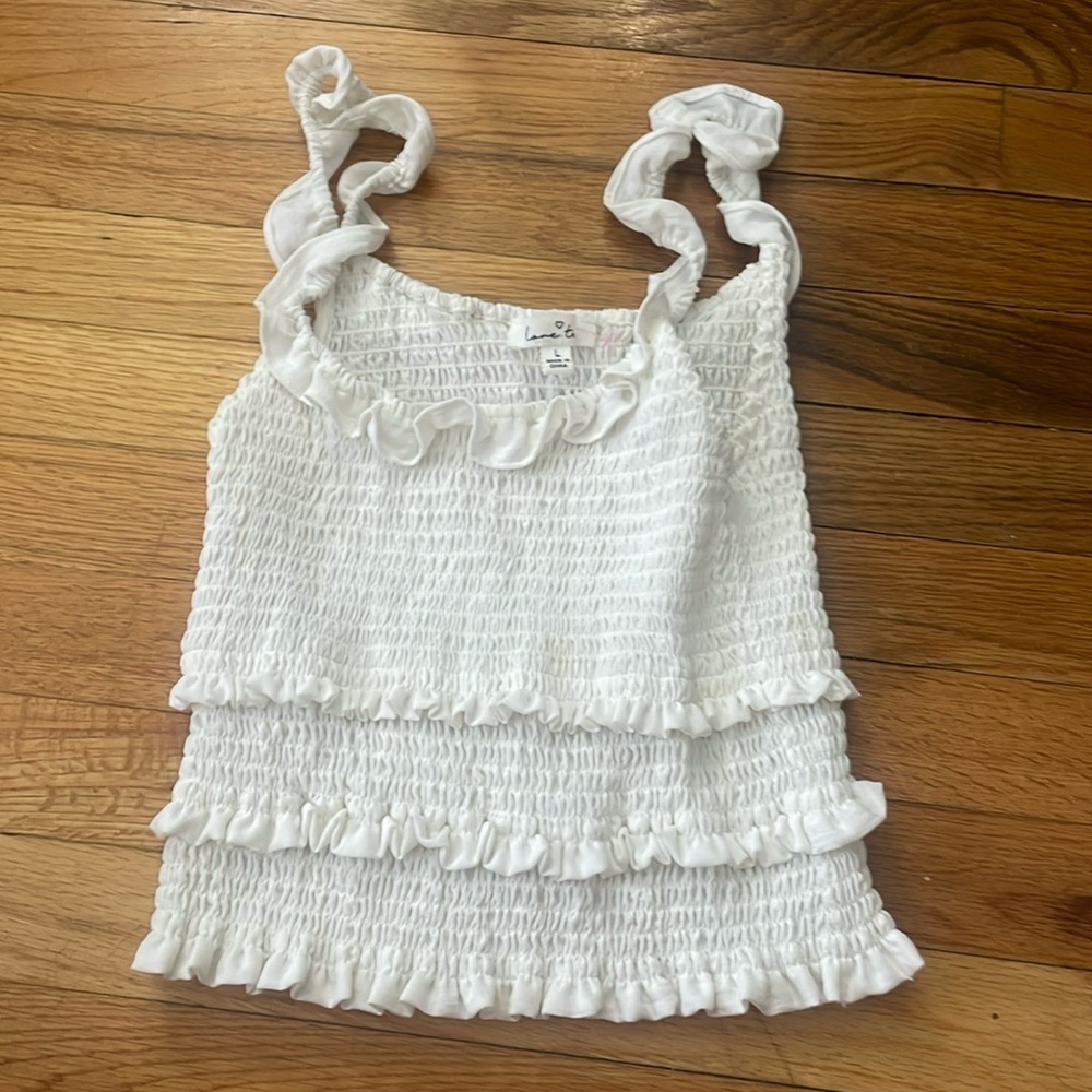 Ruffle White Tank Top size kids large